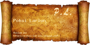 Poksi Larion névjegykártya